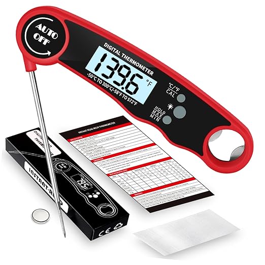 Grill Meat Thermometer Digital, Digital Instant Read Food Thermometer, Waterproof Cooking Probe, LCD Display, Temperature Guide BBQ Accessories Grill Gifts for Men Him Dad Fathers Day