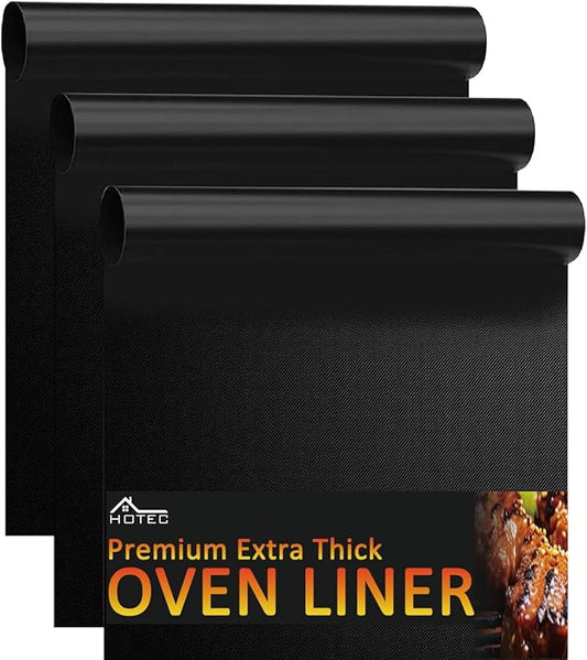 HOTEC Oven Liners for Bottom of Oven Heat-Resistant 500°F - 3 Pack 17x25" Large Heavy Duty Non-Stick Reusable Oven Mat for Electric, Gas, Toaster, Ovens - BPA & PFOA Free,Dishwasher Safe